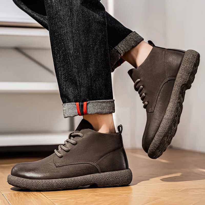 Men Ankle Boots Brown Short Bo - Men'S Fashion News review and price